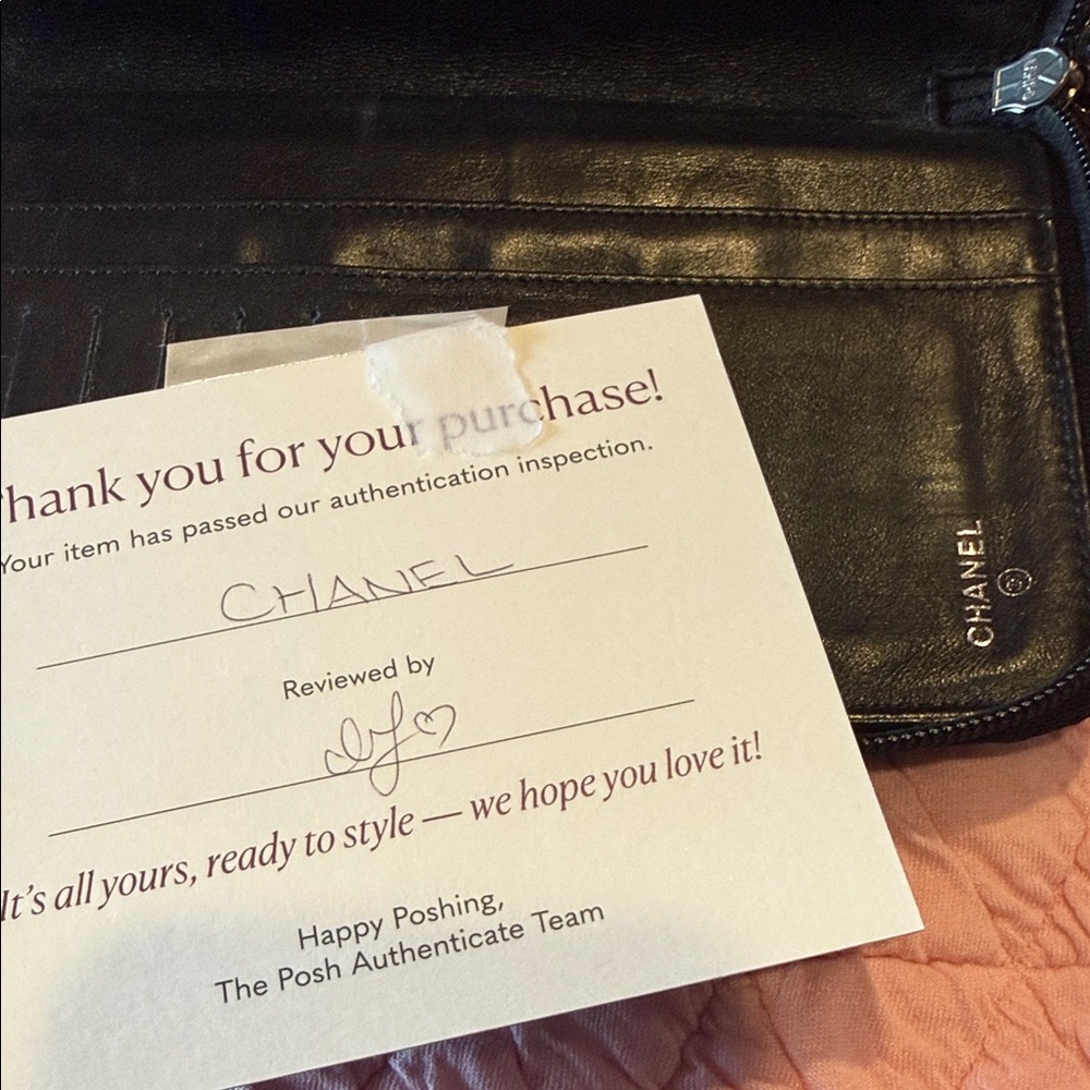CHANEL Black Wallet/Organizer with Silver Chain - Picture 8 of 9
